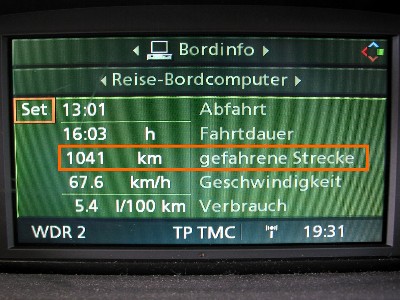 Gefahrene Strecke laut Bordcomputer: 1.041 km mit einer einzigen Tankfüllung! Gefahrene Strecke laut Bordcomputer: 1.041 km mit einer einzigen Tankfüllung!